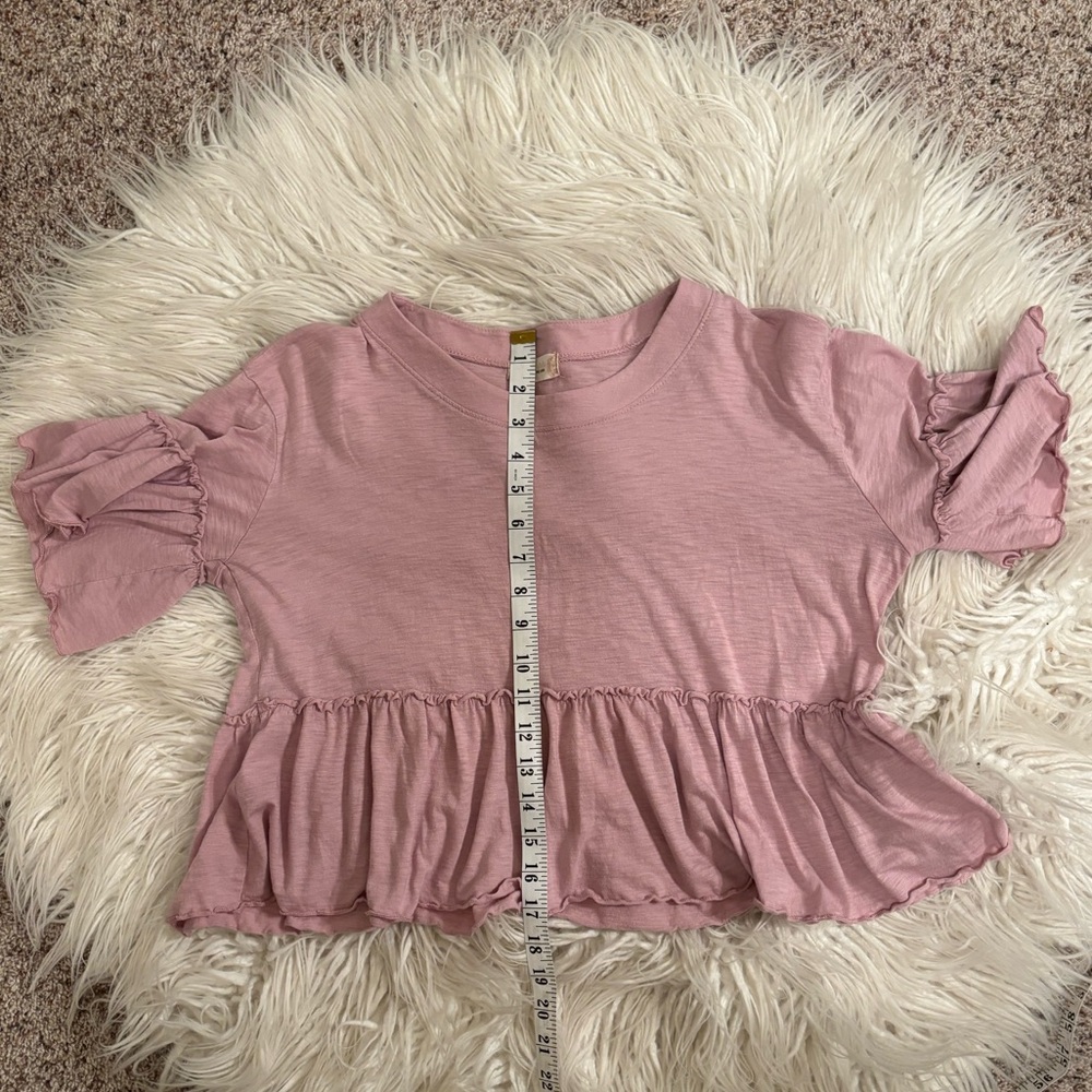 Altar’d State Peplum Style Pink Ruffle Lightweight Top Size M EUC - Picture 8 of 9